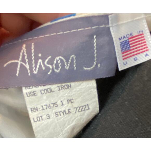 Vintage Alison J. blue and white striped fit and flare wrap dress  SZ 10 - Picture 4 of 5